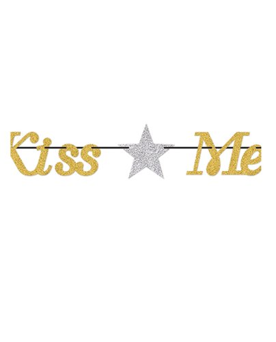 New Year\'s Kiss Me at Midnight Streamer - Gold/Silver