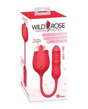 Wild Rose Licking & Thrusting Vibrator - Red