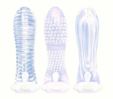 THE 9'S VIBRATING SEXTENDERS 3 PACK NUBBED CONTOURED RIBBED