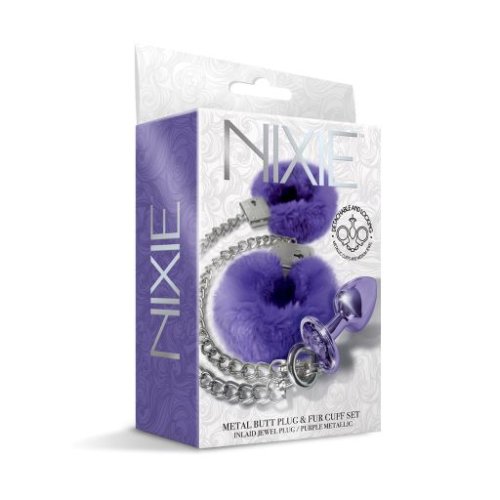 NIXIE METAL PLUG & FURRY CUFF SET PURPLE METALLIC