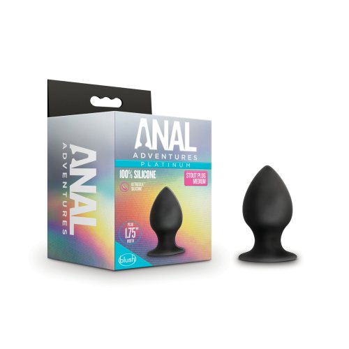 ANAL ADVENTURES PLATINUM SILICONE ANAL STOUT PLUG MEDIUM BLACK