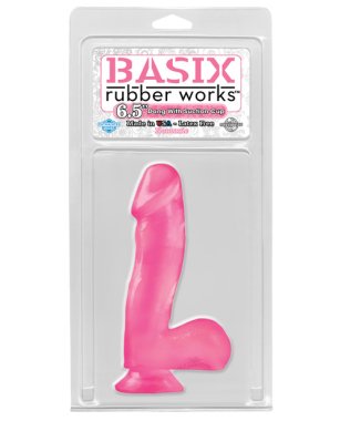 Basix Rubber Works 6.5" Dong w/Suction Cup - Pink