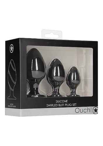 SWIRLED BUTT PLUG SET BLACK