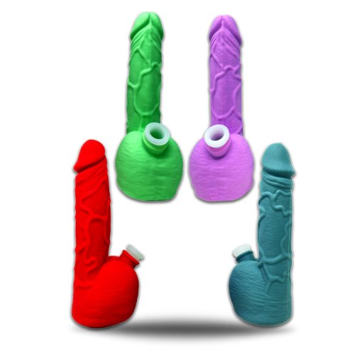 SILICONE DICK HAND PIPE MIXED COLOR LARGE (NET)