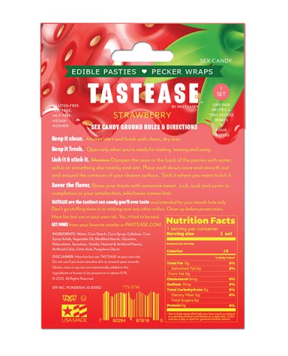 Pastease Tastease Edible Pasties & Pecker Wraps - Strawberry O/S