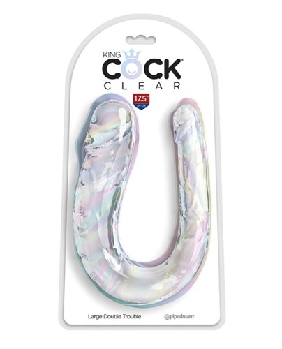 King Cock Clear Large Double Trouble Dildo - Clear