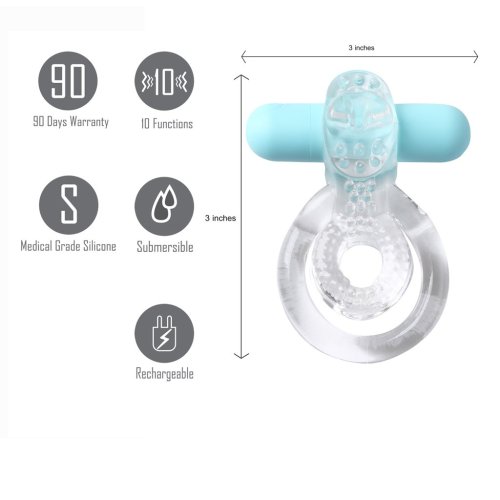 JAYDEN RECHARGEABLE VIBRATING COCK RING CLEAR SLEEVE