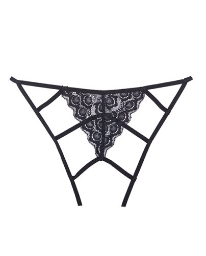 Adore Luv Web Strappy Open Front Panty Black O/S