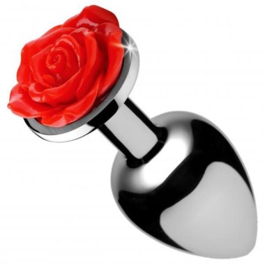 Red Rose Anal Plug - Small - Red *
