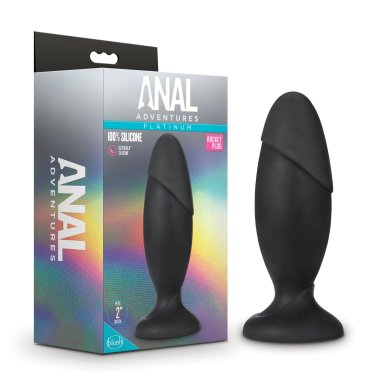 ANAL ADVENTURES PLATINUM SILICONE ROCKET PLUG BLACK