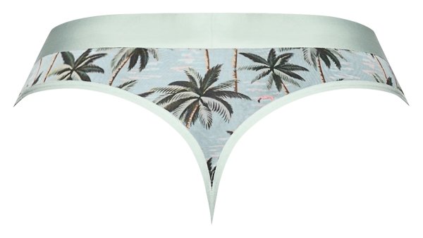 SHEER PRINTS THONG FLAMINGO S/M