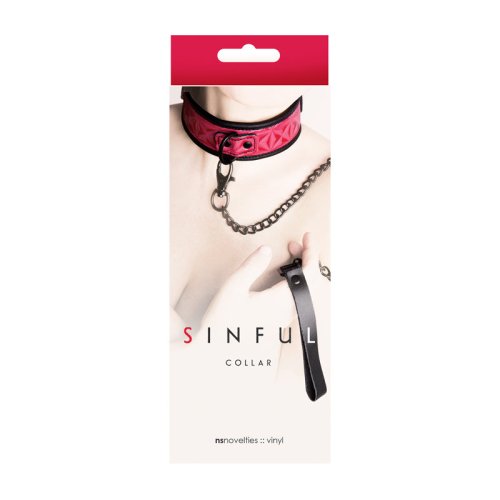 Sinful 2\" Collar w Leash - Pink