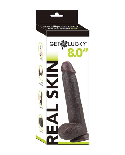 Get Lucky 8.0\" Real Skin Series - Dark Brown