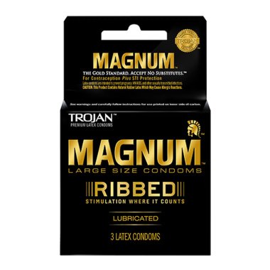 Trojan Magnum Lubricated Ribbed - 3 pk