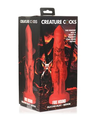 Creature Cocks Fire Hound Silicone Dildo - Medium Red