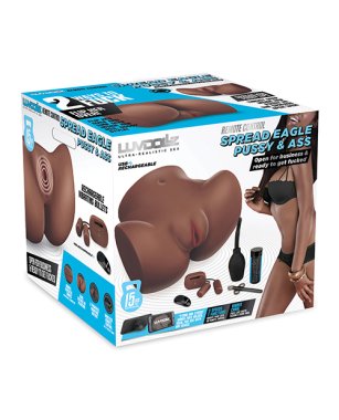 Luvdollz Remote Control Rechargeable Spread Eagle Pussy & Ass w/Douche - Mocha
