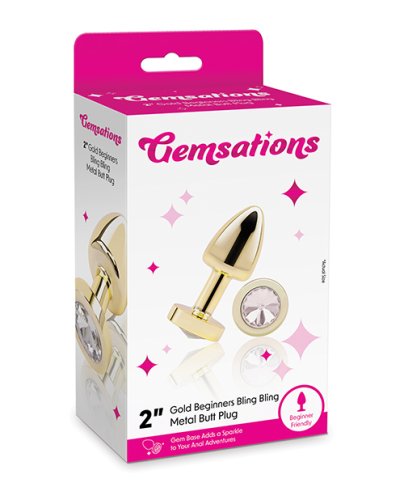 Gemsations 2\" Beginners Bling Bling Metal Butt Plug - Gold