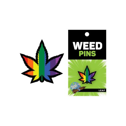 Enamel Pin: Rainbow Weed Leaf