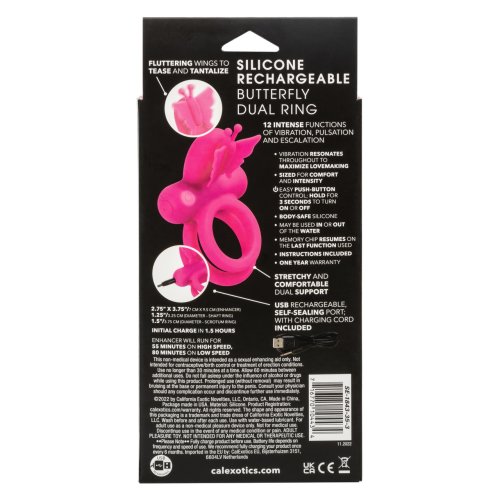 SILICONE RECHARGEABLE BUTTERFLY DUAL RING