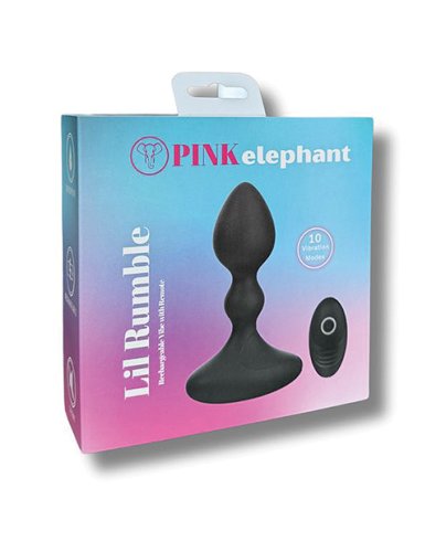 Pink Elephant Lil Rumble Rechargeable Vibe w/Remote - Black