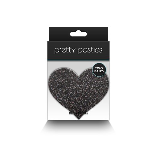 PRETTY PASTIES GLITTER HEARTS BLACK/GOLD 2 PAIR