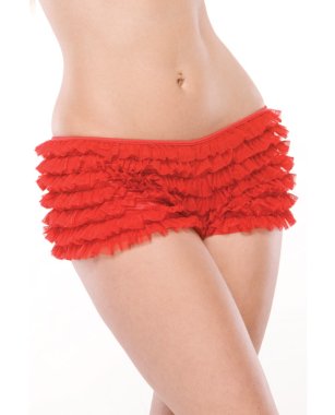 Ruffle Shorts w/Back Bow Detail Red OS/XL