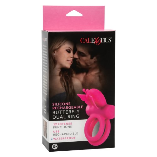 SILICONE RECHARGEABLE BUTTERFLY DUAL RING