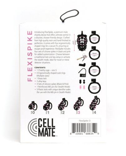 Sport Fucker Cellmate FlexiSpike Chastity Cage - Size 3 Black/Pink