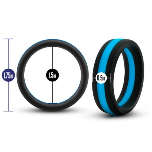 PERFORMANCE SILICONE GO PRO COCK RING BLACK/BLUE/BLACK