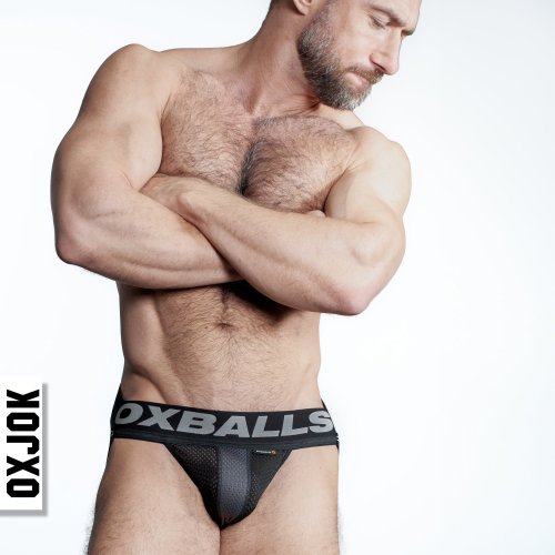 AIRMESH swagger jockstrap, TAR BLACK, MEDIUM