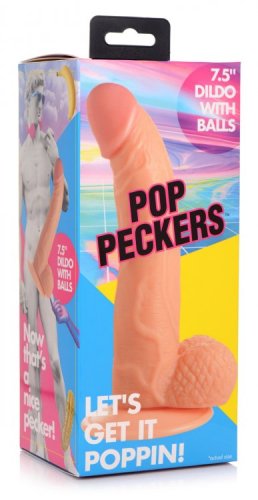 POP 7.5IN DILDO W/ BALLS LIGHT