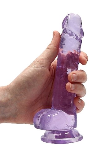 REALROCK 7IN REALISTIC DILDO W/ BALLS CLEAR PURPLE