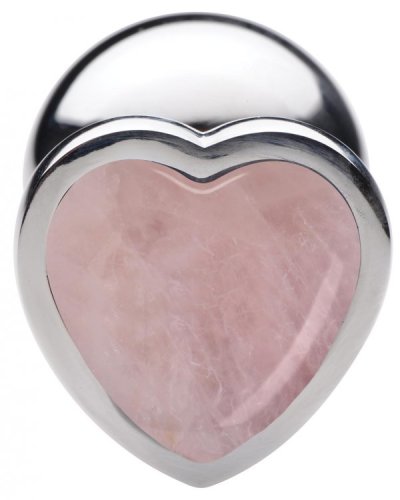 (D) BOOTY SPARKS GEMSTONES LA HEART ANAL PLUG ROSE QUARTZ