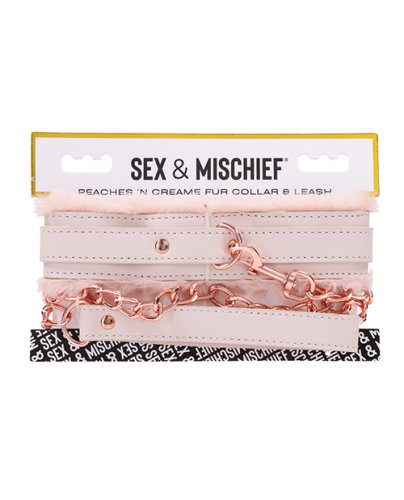 Sex & Mischief Peaches \'n CreaMe Fur Collar & Leash