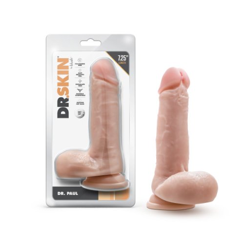 DR. SKIN DR. PAUL 7.25IN DILDO W/ BALLS BEIGE