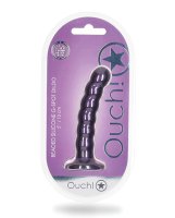 OUCH! BEADED SILICONE G-SPOT DILDO 5 IN METALLIC PURPLE