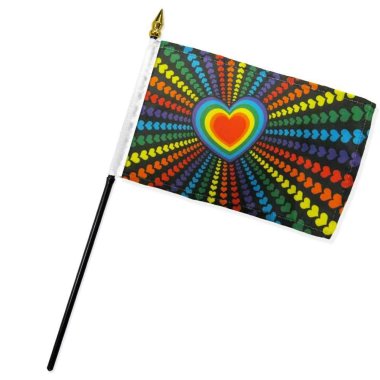 Rainbow Love 4" x 6" Stick Flag