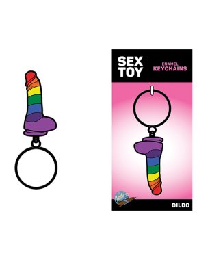 Wood Rocket Sex Toy Pride Dildo Keychain - Rainbow