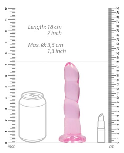 Shots RealRock Crystal Clear Non Realistic 7\" Dildo - Pink