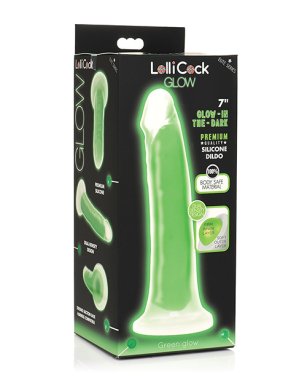 Curve Toys Lollicock 7" Glow In The Dark Silicone Dildo - Green