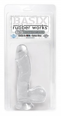 BASIX RUBBER WORKS 6.5IN DONG W/ SUCTION CUP CLEAR