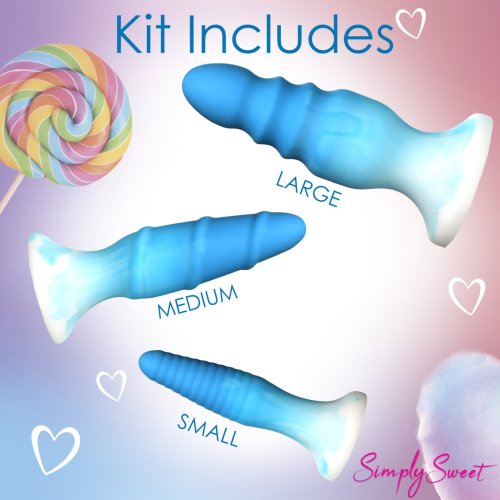 SIMPLY SWEET SILICONE BUTT PLUG SET BLUE