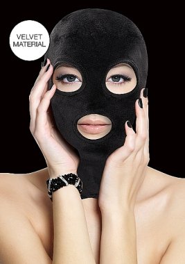 VELVET & VELCRO MASK W/ MOUTH & EYE OPENING BLACK