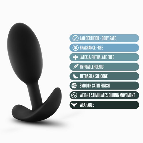 ANAL ADVENTURES PLATINUM SILICONE VIBRA SLIM PLUG MEDIUM BLACK