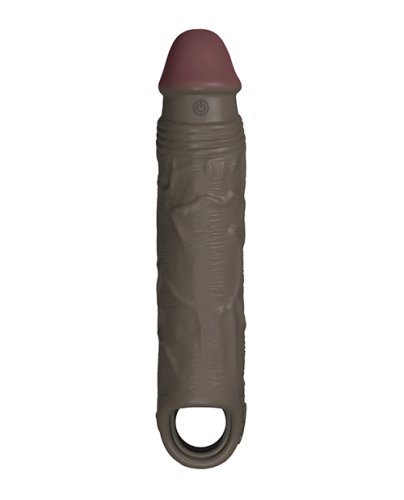 Shaft Flexskin Liquid Silicone 7.8\" Vibrating Sheath - Mahogany