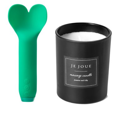 Amour Bullet Emerald Green + Luxury Massage Candle - Jasmine & Lily