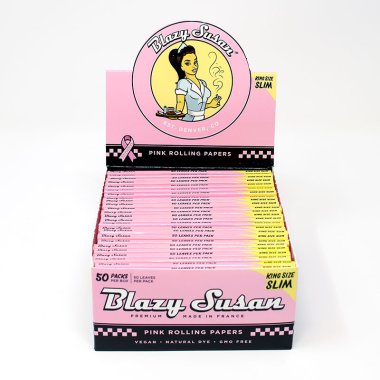 BLAZY SUSAN PINK ROLLING PAPER KING SIZE SLIM 50 PER BOX(NET)
