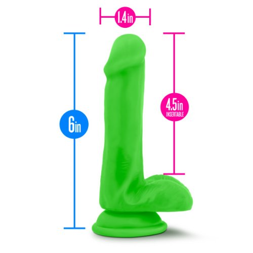 NEO ELITE 6IN SILICONE DUAL DENSITY COCK W/ BALLS NEON GREEN