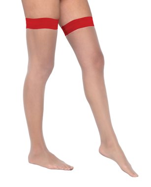 Colored Silicone Stay Up Stockings Red O/S