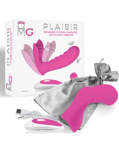 OMG Plaisir Wearable Clitoral Massager w G Spot Vibrator Pink